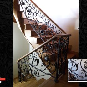 Ivy Patterned Wrought Iron Stair Railing