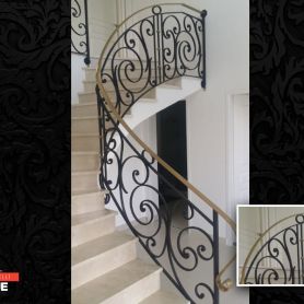 Ivy Patterned Wrought Iron Stair Railing
