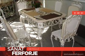 White Elegant Wrought Iron Table and Chairs