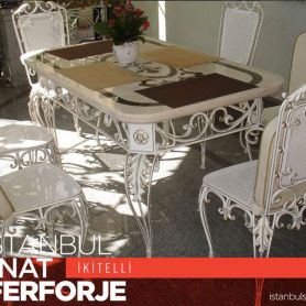 White Elegant Wrought Iron Table and Chairs