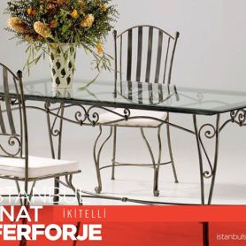 Black Modern Wrought Iron Chairs and Tables