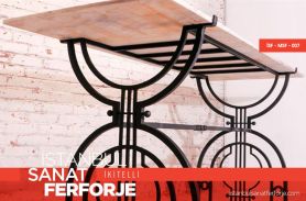 Wooden, Modern Design, Wrought Iron Table