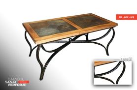 Wooden Pattern, Marble Made, Wrought Iron Table