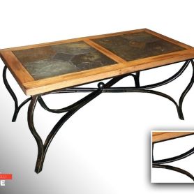 Wooden Pattern, Marble Made, Wrought Iron Table