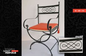 Orange Cushioned, Modern, Wrought Iron Chair