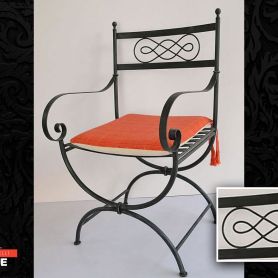 Orange Cushioned, Modern, Wrought Iron Chair