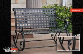 Modern Wrought Iron Bench With Grid