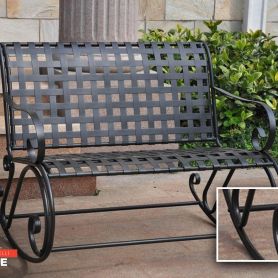 Modern Wrought Iron Bench With Grid