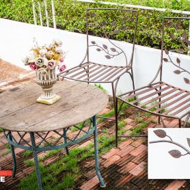 Wood Detail Wrought Iron Chairs and Tables