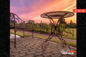 Classic Mixed Detail Wrought Iron Table and Chair