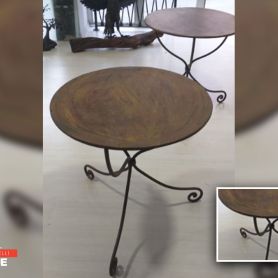 Wooden Detail Elegant Wrought Iron Table