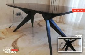 Black Marble Detail Modern Wrought Iron Table