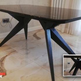 Black Marble Detail Modern Wrought Iron Table
