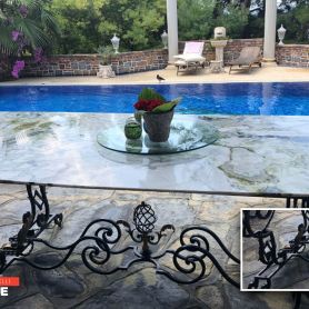 Marble Detail Mixed Pattern Wrought Iron Table