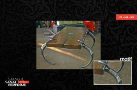 Wood Detail Wrought Iron Coffee Table with Antler Legs