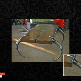 Wood Detail Wrought Iron Coffee Table with Antler Legs