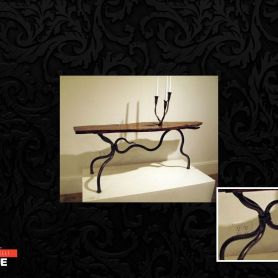 Wooden Detail Wrought Iron Coffee Table