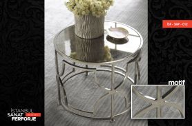 2020 Wrought Iron Coffee Table with Marble Pattern in Silver Color