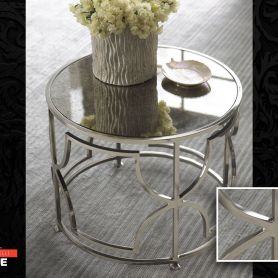 2020 Wrought Iron Coffee Table with Marble Pattern in Silver Color
