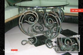 Glass Detail, Antique Pattern, Elegant Wrought Iron Coffee Table