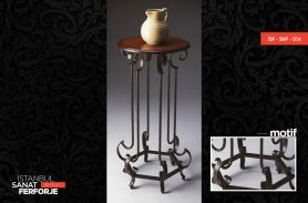 Wooden Detailed Long Wrought Iron Coffee Table