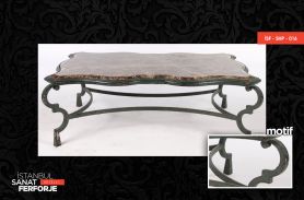 Marble Detailed, Elegant Wrought Iron Coffee Table