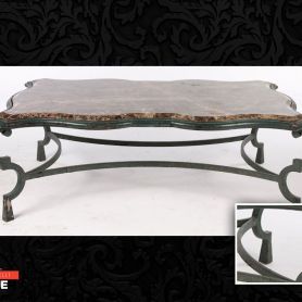 Marble Detailed, Elegant Wrought Iron Coffee Table