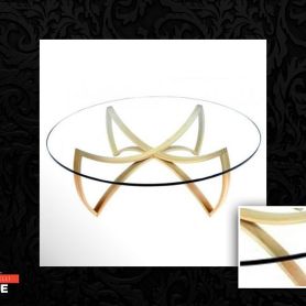 Glass Detail Gold Processing Wrought Iron Coffee Table