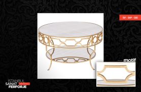 Marble Detail Gold Processing Wrought Iron Coffee Table