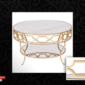 Marble Detail Gold Processing Wrought Iron Coffee Table
