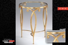 Glass Detail Gold Processing Wrought Iron Coffee Table