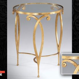 Glass Detail Gold Processing Wrought Iron Coffee Table