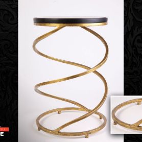 Spiral Design Wooden Detail Wrought Iron Coffee Table