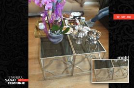 Glass Detay Metal Wrought Iron Coffee Table