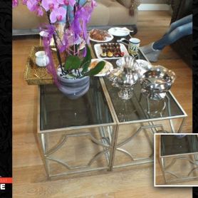 Glass Detay Metal Wrought Iron Coffee Table