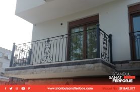 Black, Handcrafted Modern Design Wrought Iron Balcony Railing