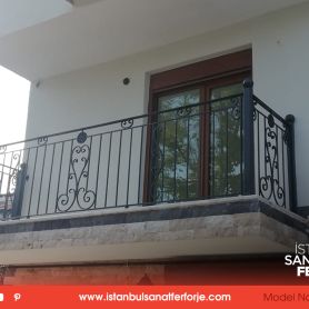 Black, Handcrafted Modern Design Wrought Iron Balcony Railing