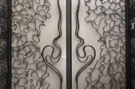 Special Design Ivy, Gray Color Wrought Iron Door