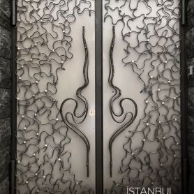 Special Design Ivy, Gray Color Wrought Iron Door