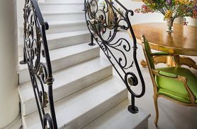 Gold Embroidered, Elegant Design Wrought Iron Stair Railing