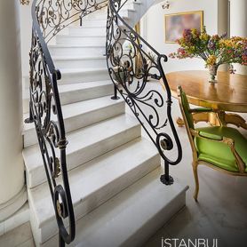 Gold Embroidered, Elegant Design Wrought Iron Stair Railing