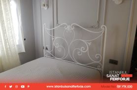 White, Handcrafted Wrought Iron Bed