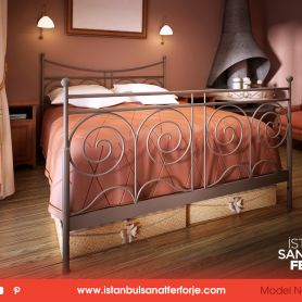 Double Modern Design Wrought Iron Bed