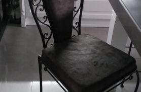 Velvet Veneer, Black Wrought Iron Chair