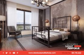 Black, Modern Rectangular Design, Wrought Iron Bed