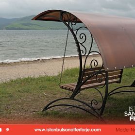 Black, Wrought Iron Garden Swing