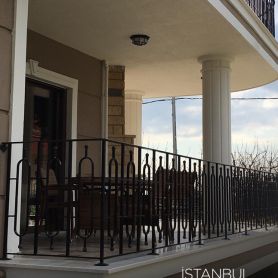 Black, Oval Rectangular Wrought Iron Balcony Railings