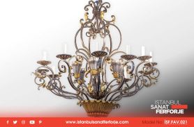 Indoor, Copper and Gold Processing Wrought Iron Chandelier