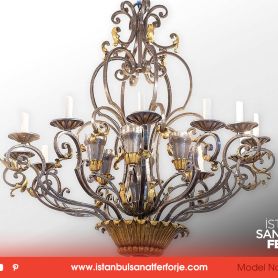 Indoor, Copper and Gold Processing Wrought Iron Chandelier