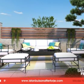 Black Color, Single, Triple and Double Pouf Wrought Iron Garden Sofa Set